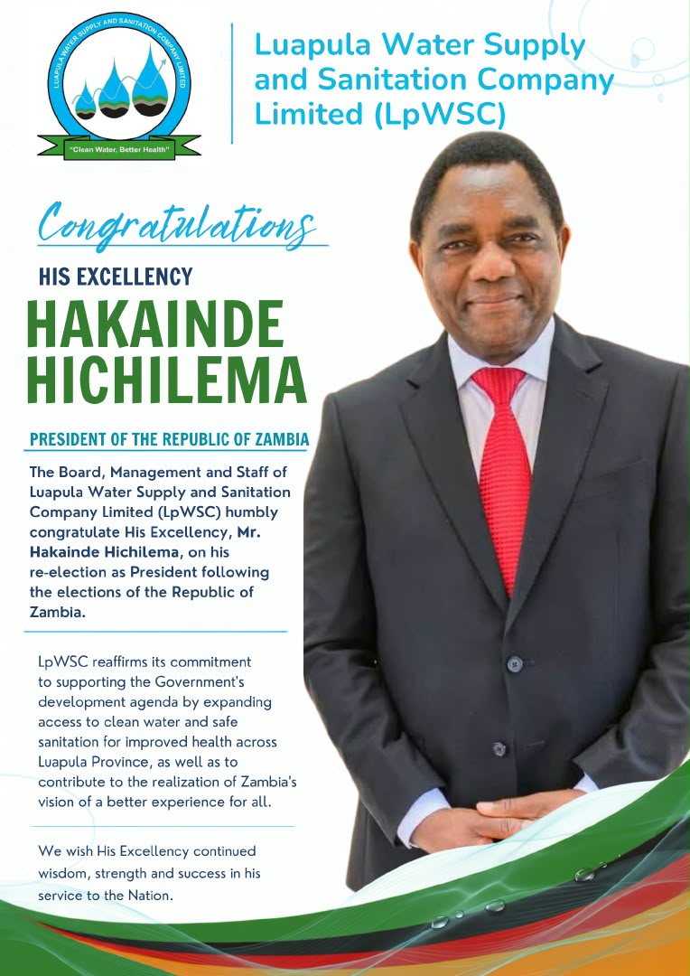 LpWSC Extends Congratulations to President-Elect Hakainde Hichilema